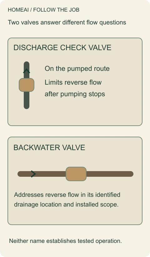 Two valves answer different flow questions. Conceptual native diagram with full text notes beside the image.